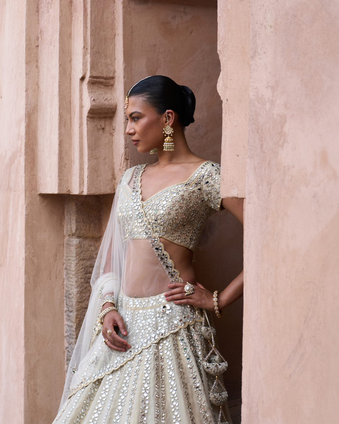 Angad Singh - KIRAN — Gold Tissue Lehenga Set From Zariya