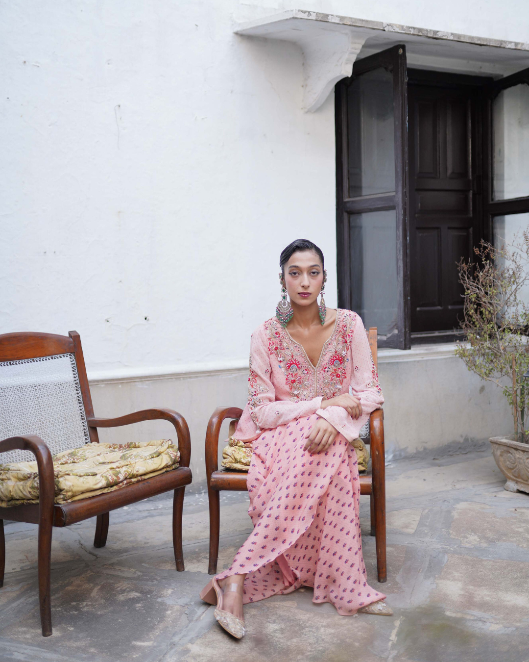 Aditi Gupta - Soft Pink Kurta with Dhoti Drape Set