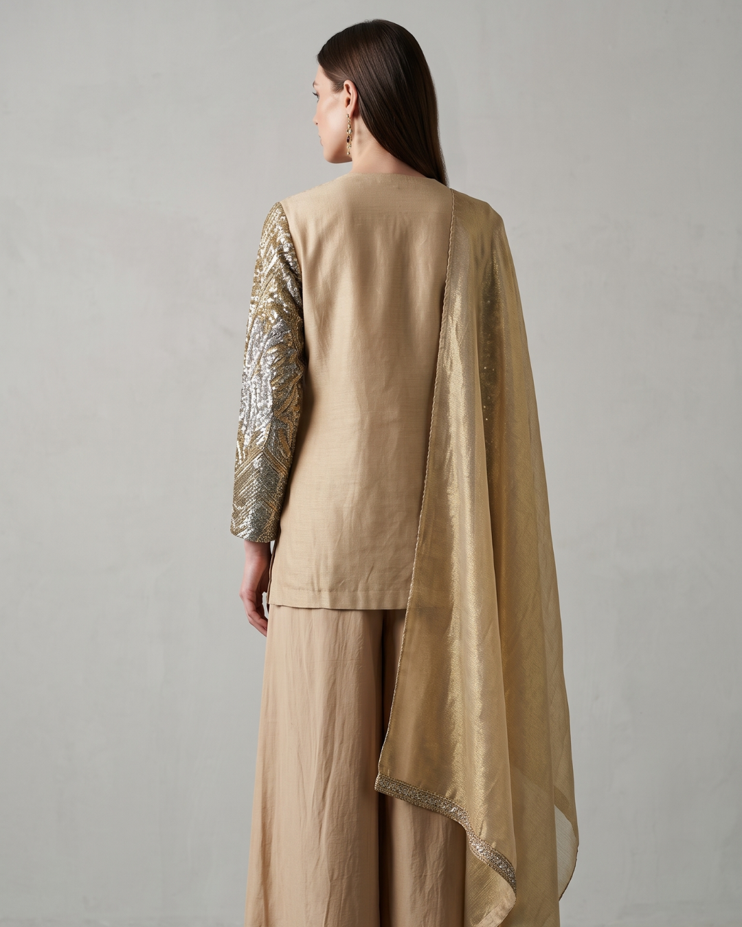 Basanti Kapde Aur Koffee - Gold Embroidered Palazzo Set From Suits & Shararas