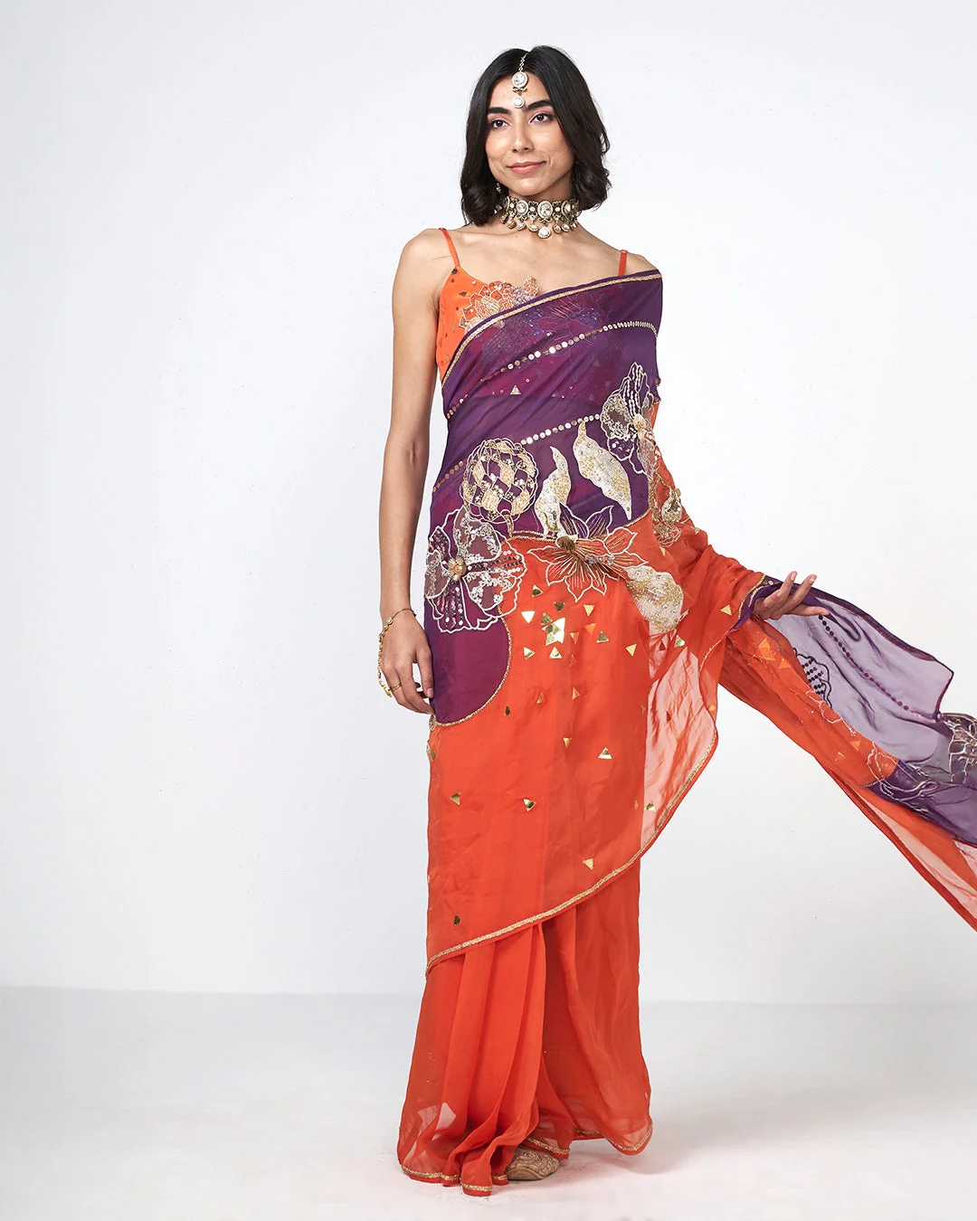 Rishi and Vibhuti - Jamun Berry Saree From Gulon Ke Rang