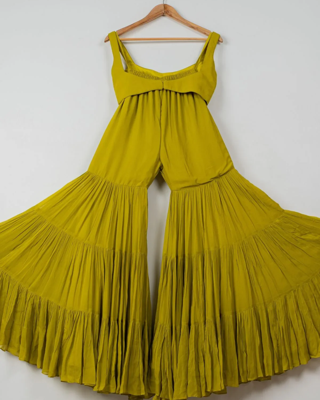 Anisha Shetty - Charteuse Green Sharara With Yellow Multicolor Jacket From Rangin