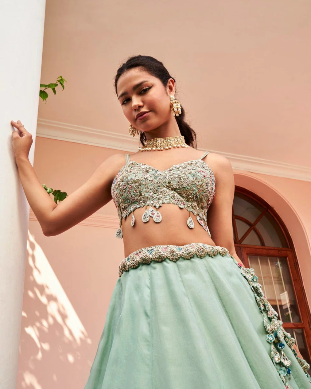Osaa By Adarsh - Cadet Blue Embroidered Lehenga From RASM