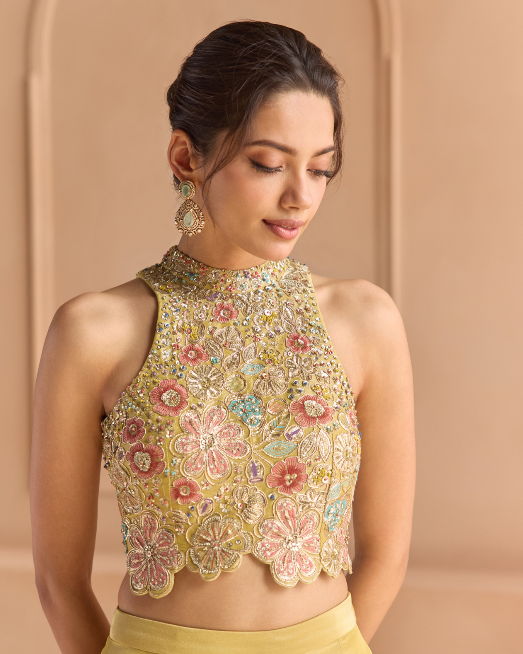 Osaa By Adarsh - Butter Yellow Embroidered Top & Flare Pants Set From Off The Record