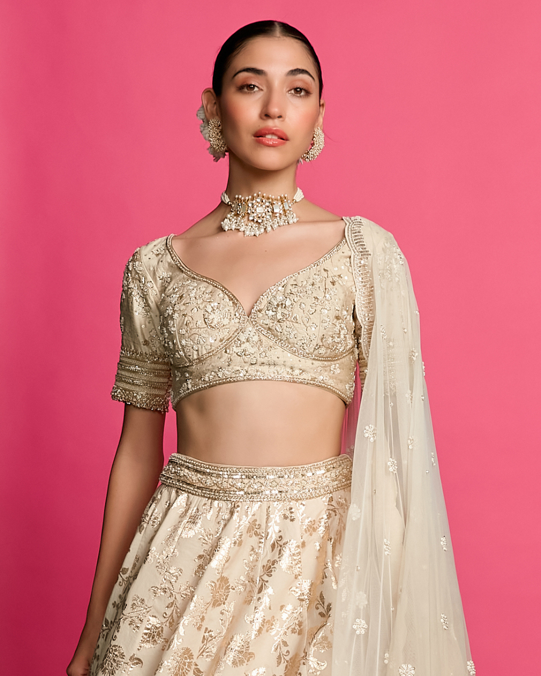 Priyanka Jain - Golden Bloom Lehenga Set  From Riyasat