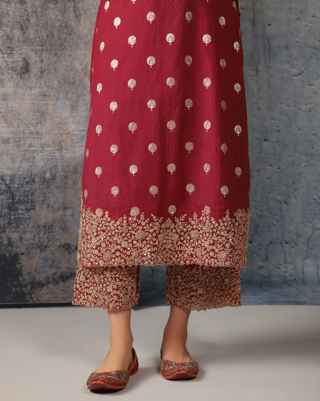 Niti Bothra - Mehrang Maroon Farshi Kurta Set