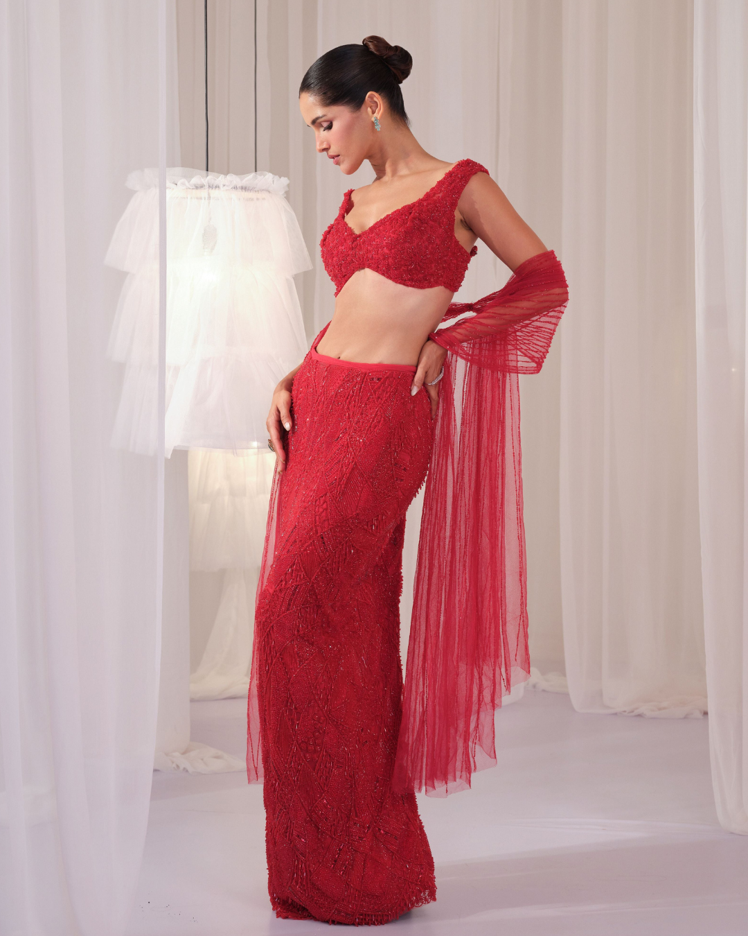 K&A By Karishma And Ashita - Ruby Pencil Skirt With Blouse & Dupatta From First Love
