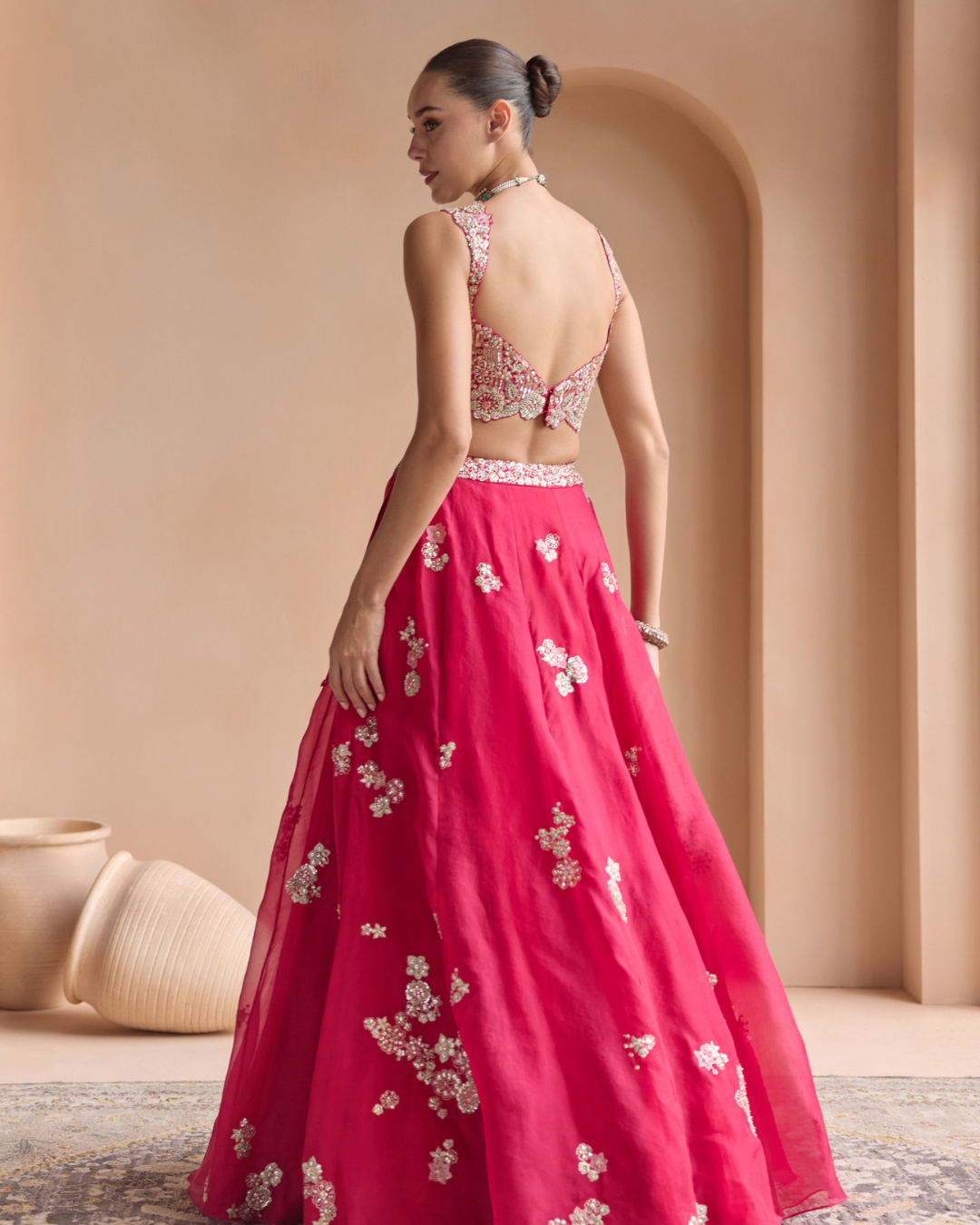 Osaa By Adarsh - Cut Ruby Embroidered Organza Lehenga Set From Off The Record