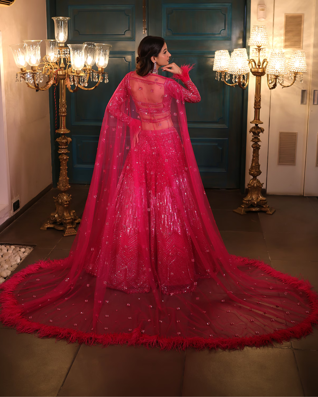 Isa by Dolly Wahal - Hot Pink Lehenga From Athena