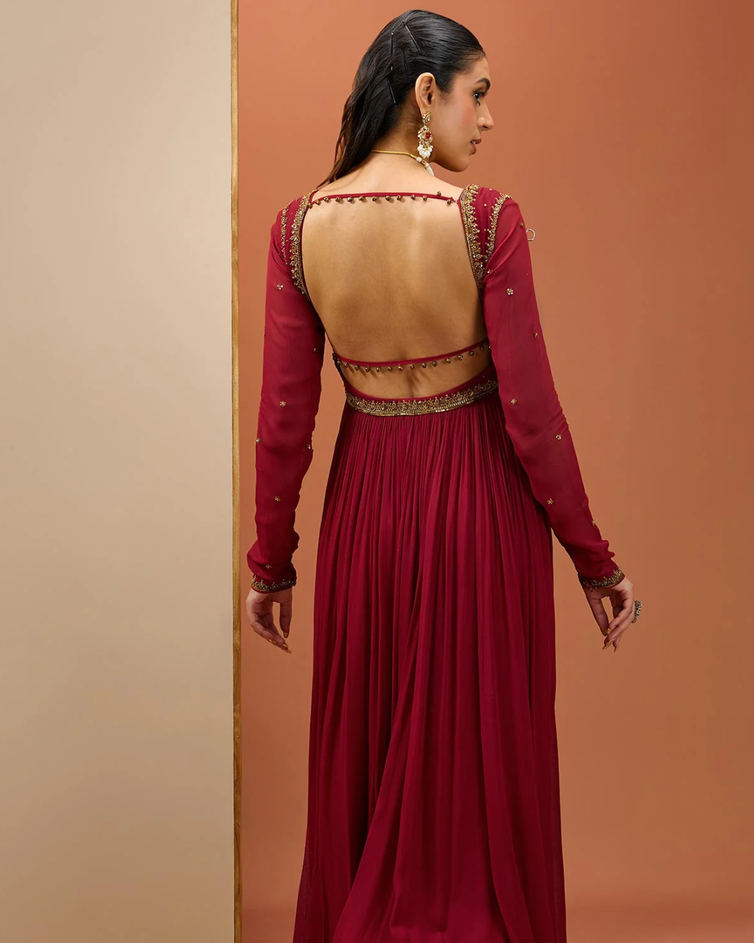 Esha Koul - Mehroon Anarkali Set From Noor