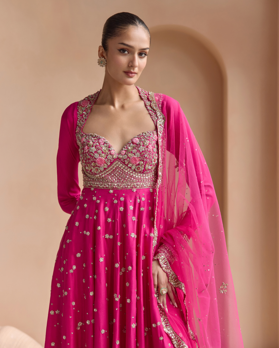 Osaa By Adarsh - Scarlet Embroidered Anarkali Set From Off The Record