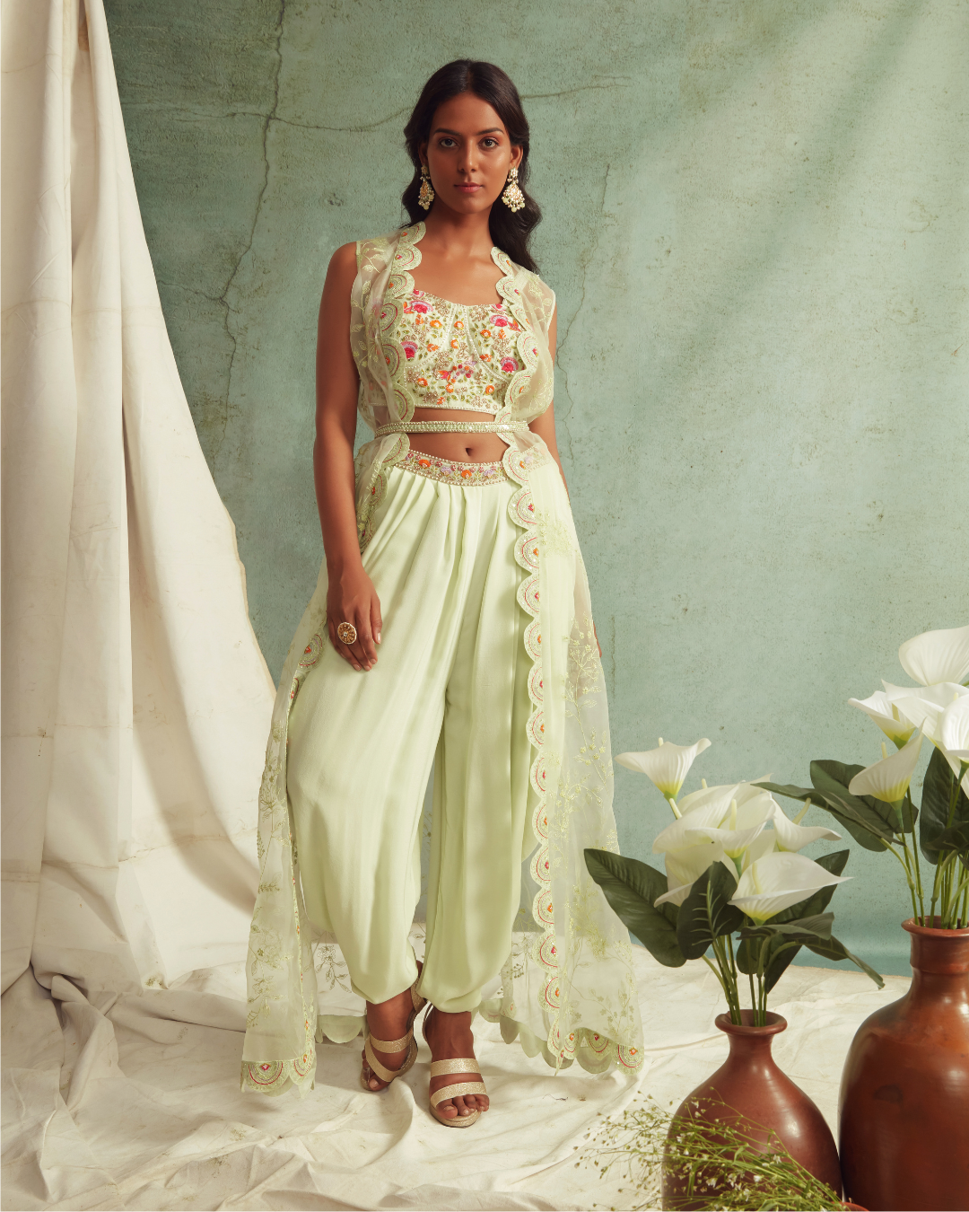 Priyanka Jain - Dhoti Pants With Crop Top And Cape From Love Of Tomorrow