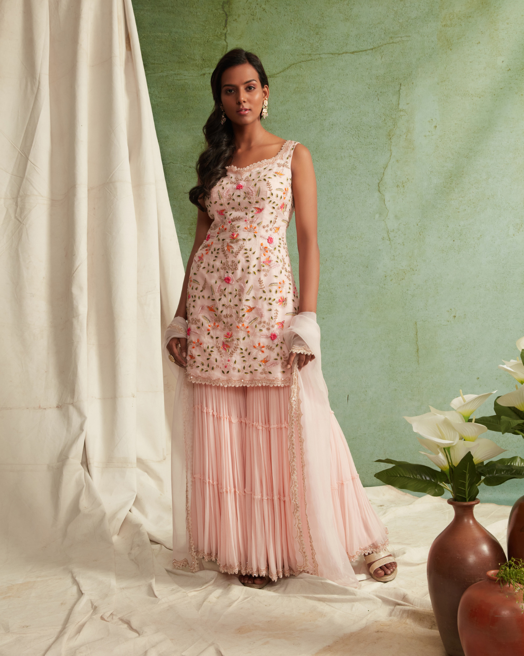 Priyanka Jain - Embroidered Kurta With 3 Tier Sharara And Dupatta From Love Of Tomorrow