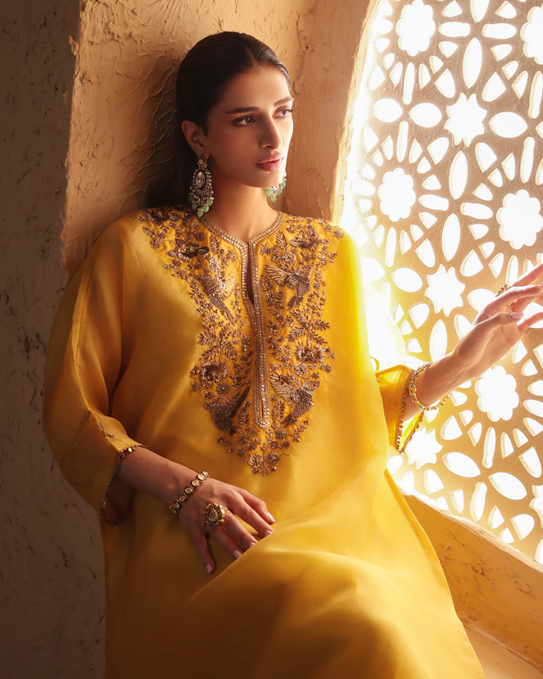 Niti Bothra -  Mehrang Yellow Kaftan Kurta Set