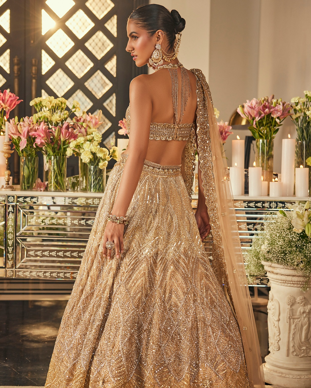 Isa by Dolly Wahal - Zara Ombre Gold Lehenga From Fiza