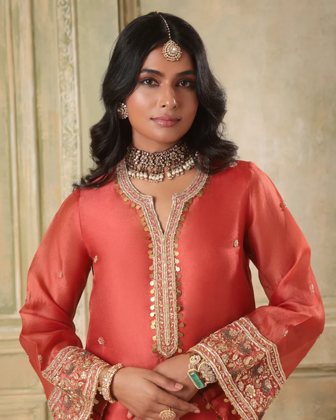 Niti Bothra - Zar-Rang Orange Short Kurta Set