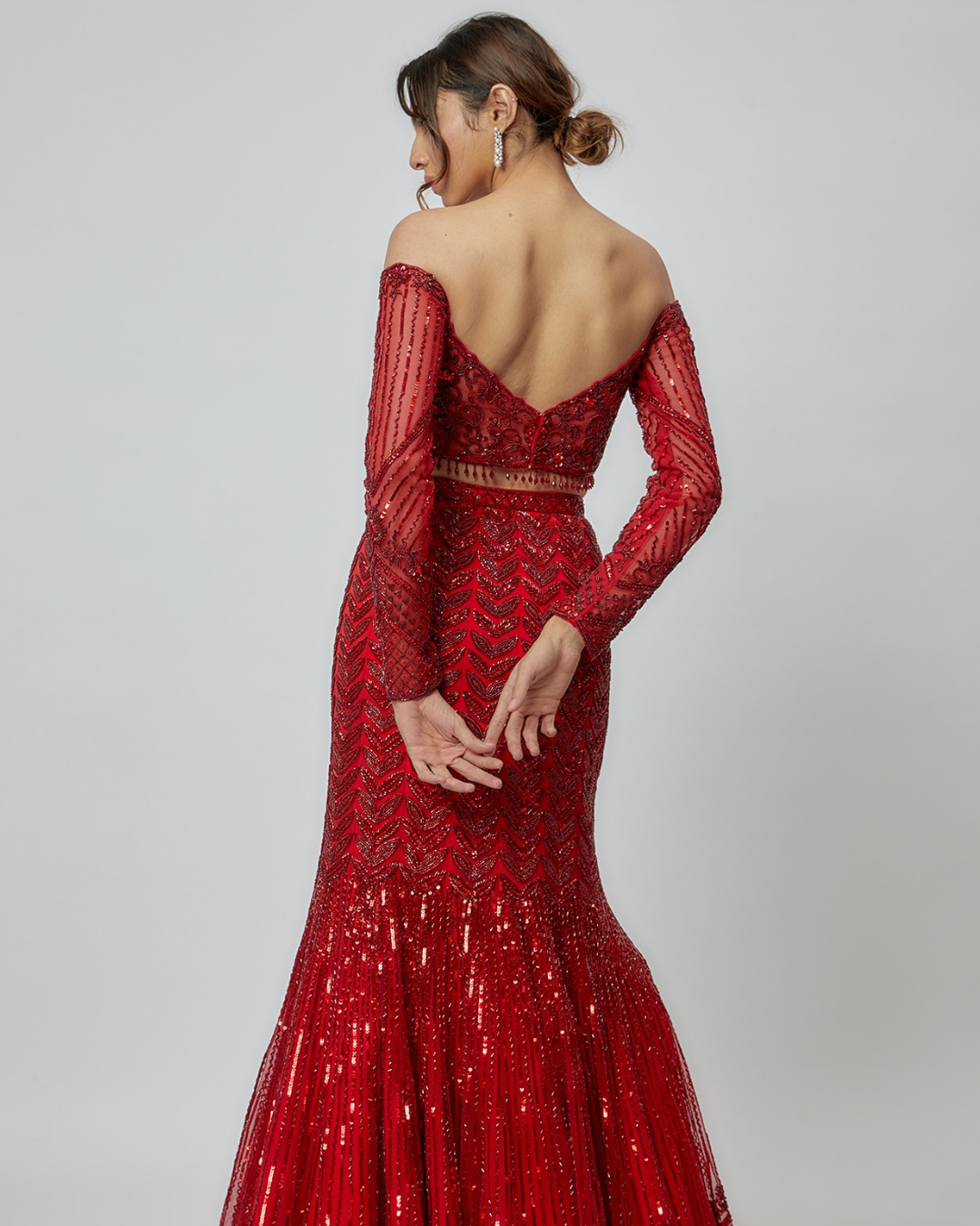 Isa by Dolly Wahal - Deep Red Fishcut Lehenga From Farra