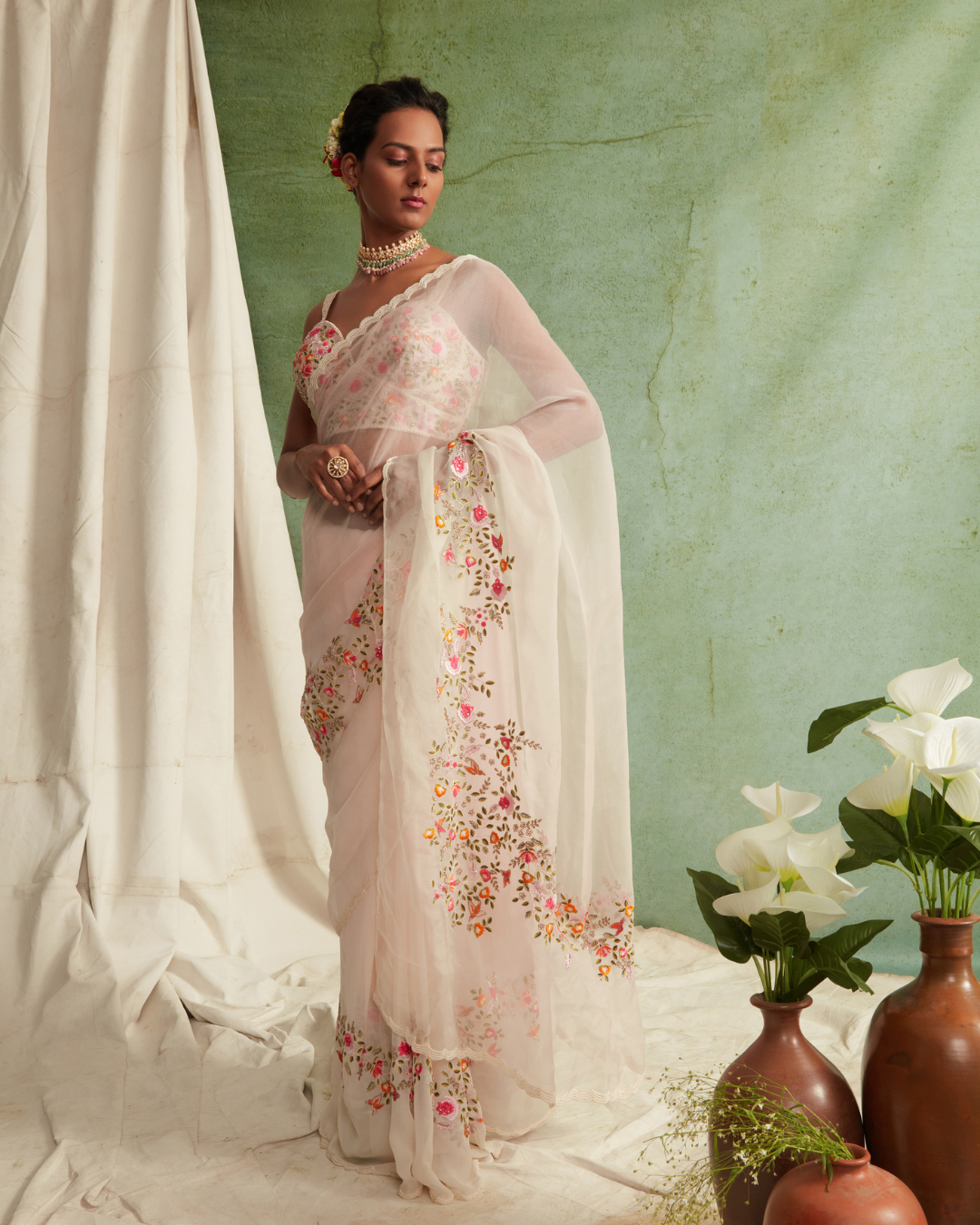 Priyanka Jain - Saree With Embroidered Blouse From Love Of Tomorrow