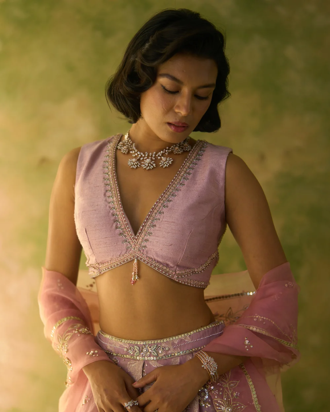 Prevasu - Brocade Chanderi Lavender Lehenga From Silsila