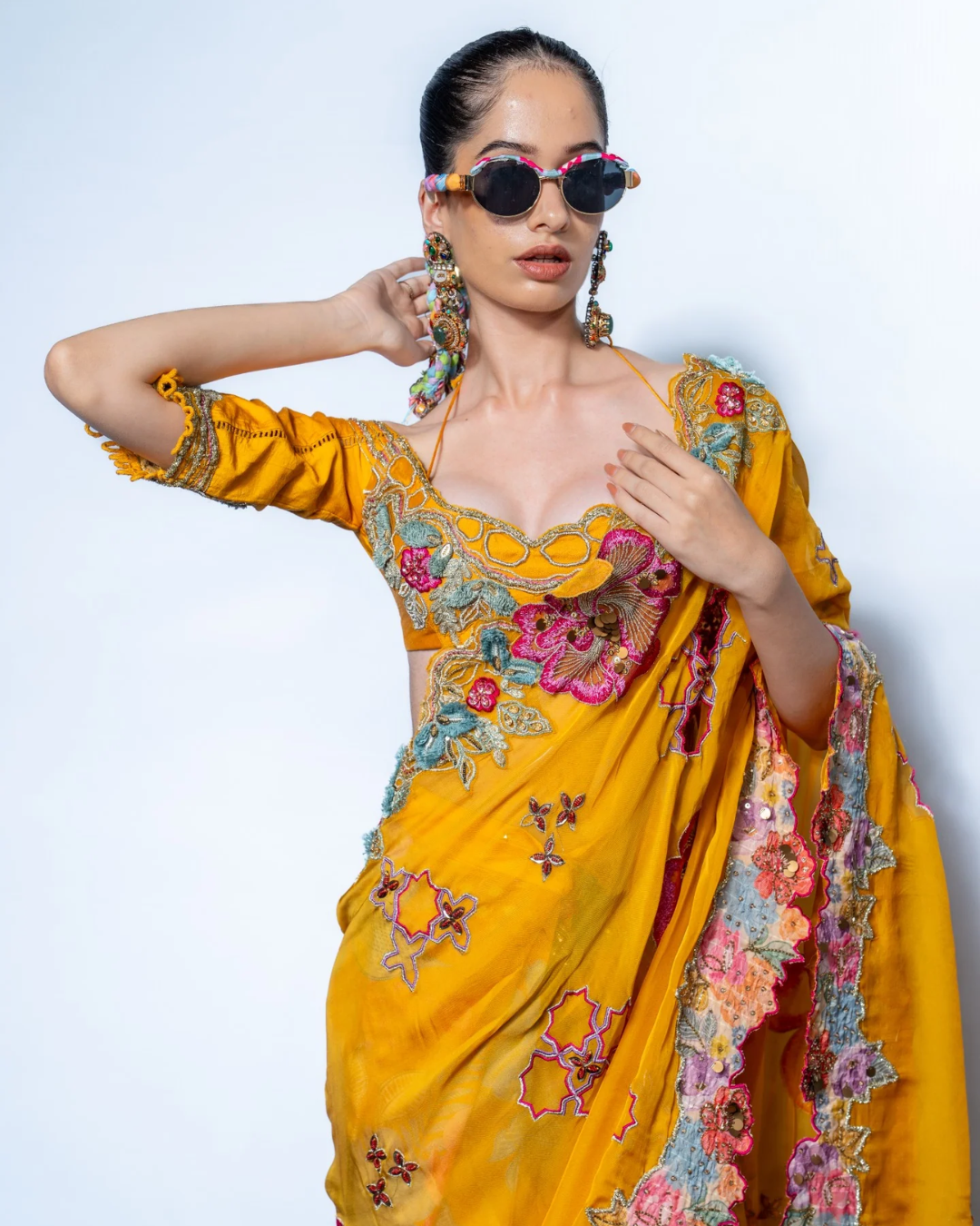Rishi and Vibhuti - Marigold Muse Saree From Rock & Roll