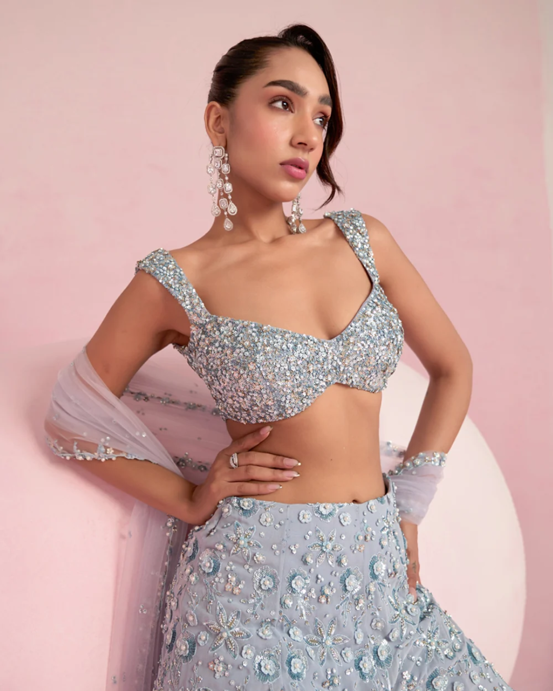 Prevasu - Blue Sharara Set From Solene