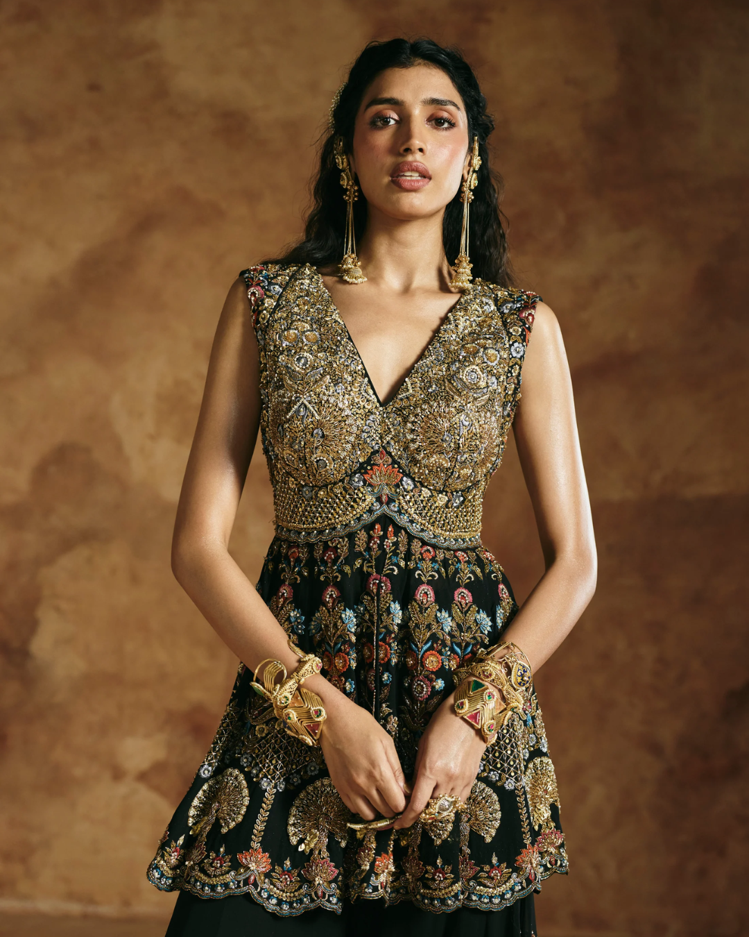 Aman Takyar - Black Sharara Set From Today's Sindh