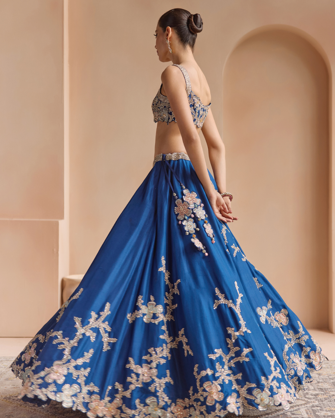 Osaa By Adarsh - French Navy Embroidered Lehenga Set From Off The Record