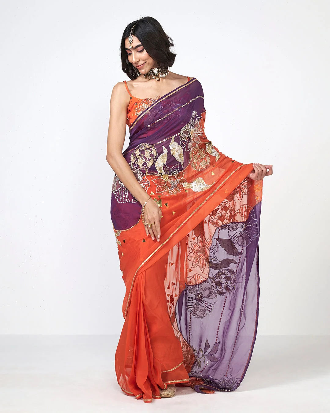 Rishi and Vibhuti - Jamun Berry Saree From Gulon Ke Rang