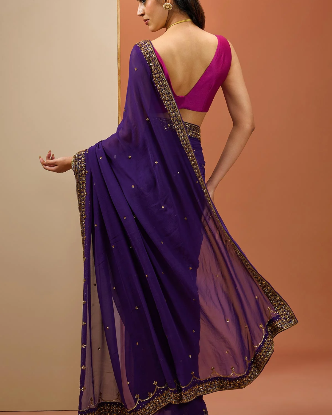 Esha Koul - Deep Purple Saree Set From Noor