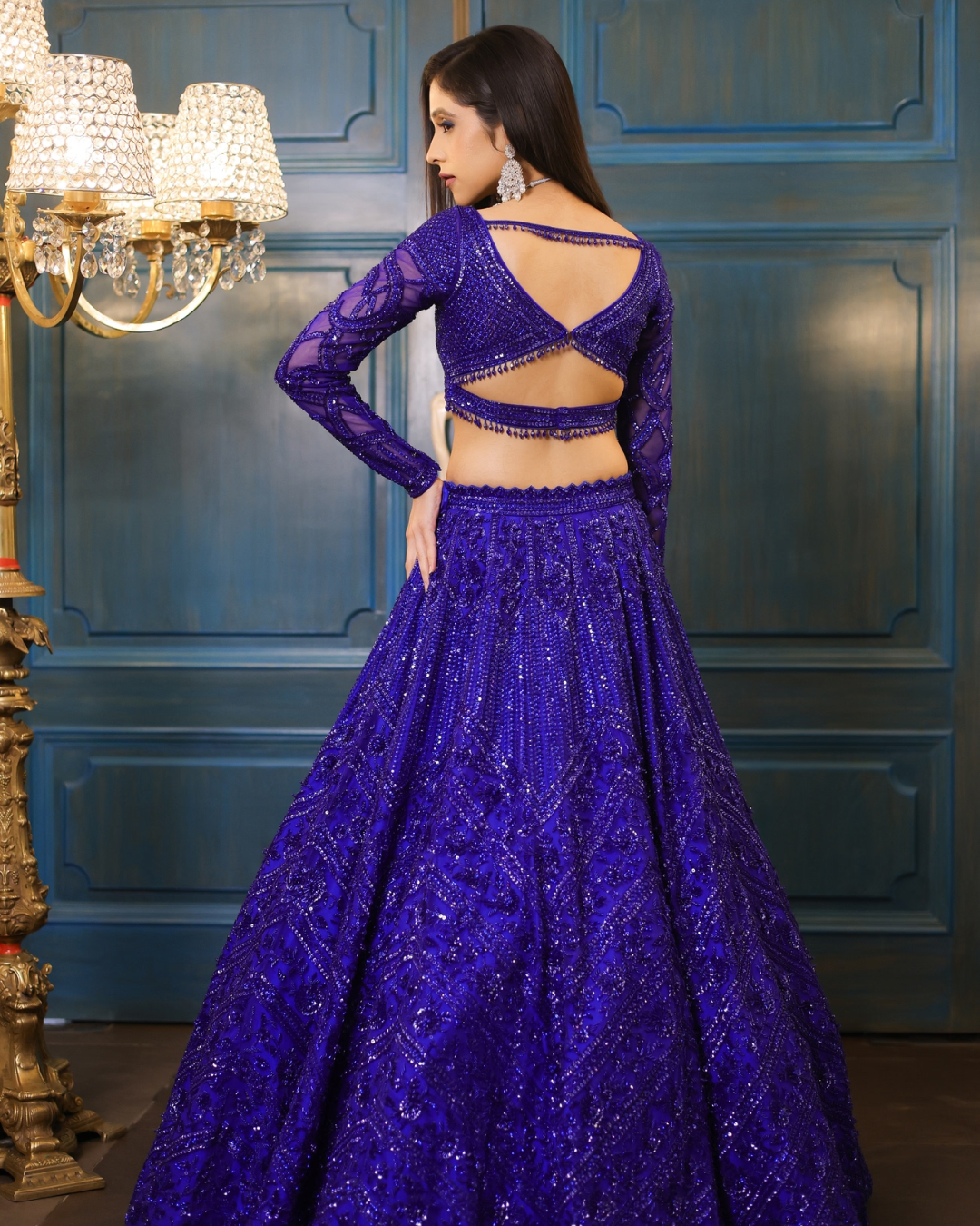 Isa by Dolly Wahal - Sanjana Blue Lehenga From Fiori