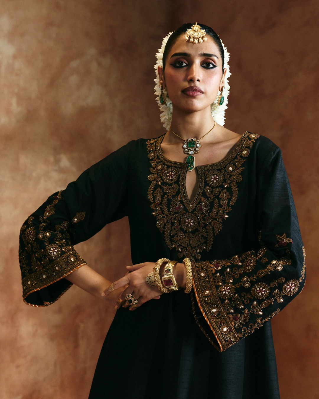 Aman Takyar - Black Copper Kurta Set From Today's Sindh