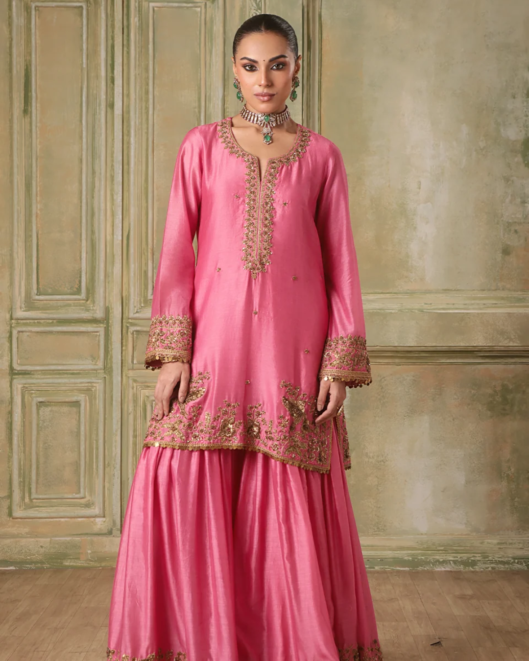Niti Bothra - Zar-Rang Pink Heavy Sharara Set