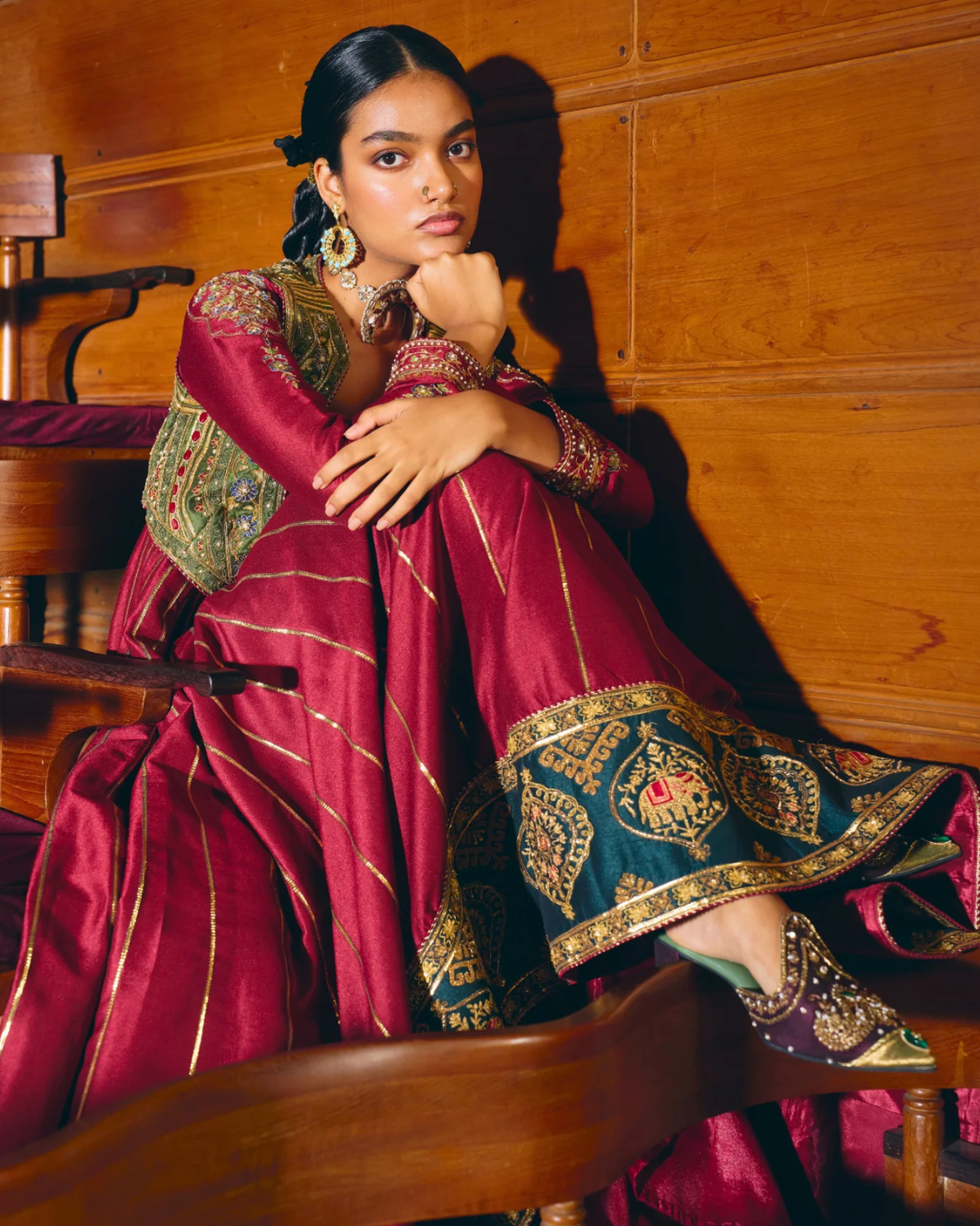 Aditi Gupta - Samarpana Red Anarkali Jacket Set From Chitrakatha