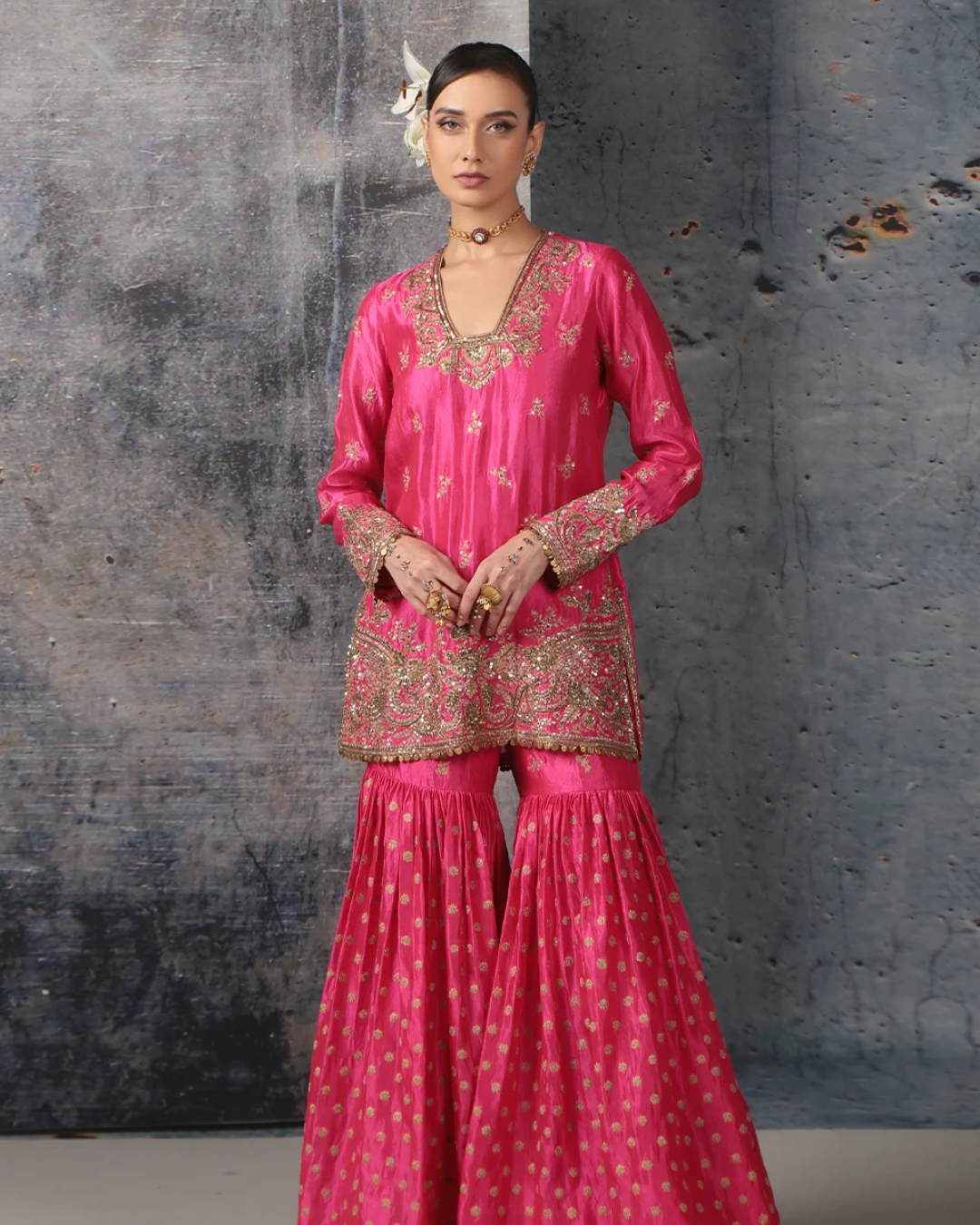 Niti Bothra - Zar-Rang Pink Buti Sharara Set