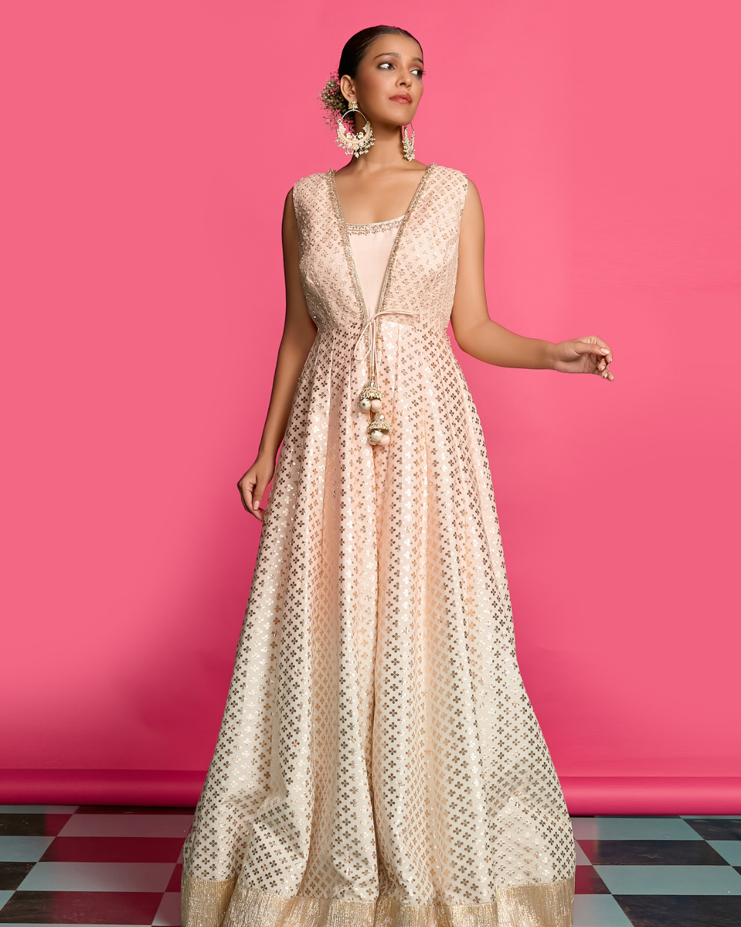 Priyanka Jain - Blush Ombre Layered Anarkali Set From Riyasat