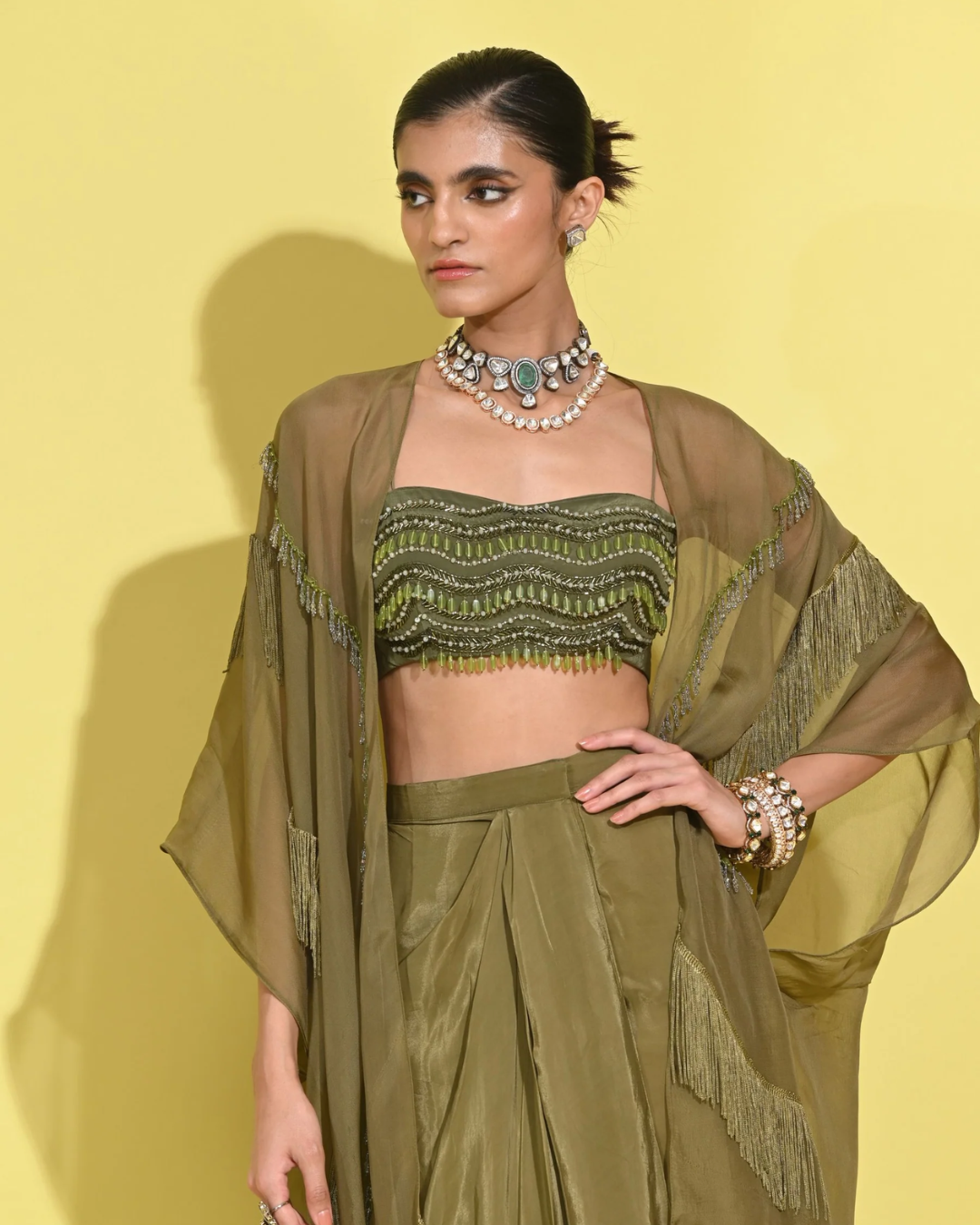 Rishi and Vibhuti - Gigli Groove Cape Set From Tamasha