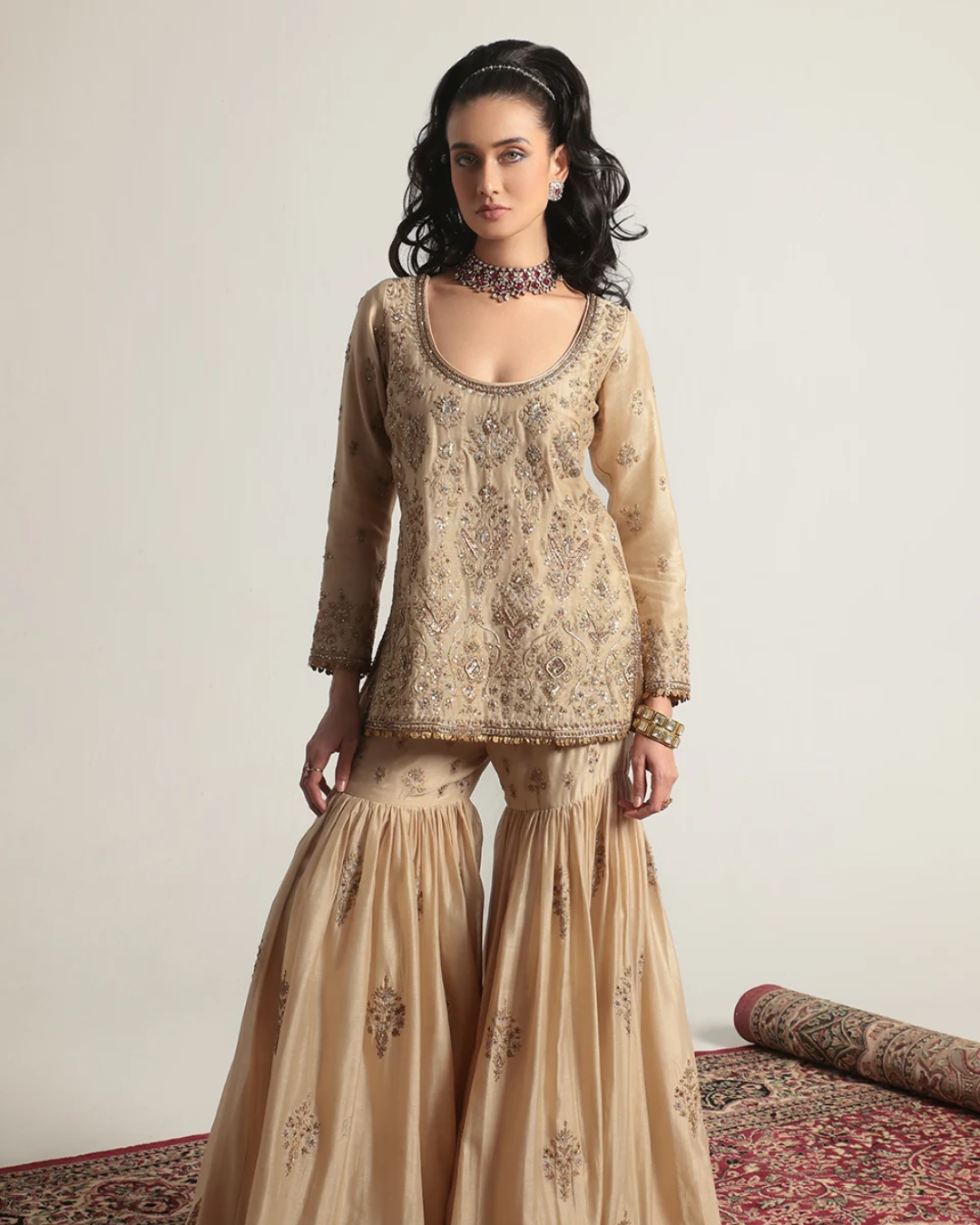 Niti Bothra - Zar-Rang Ivory Sharara Set