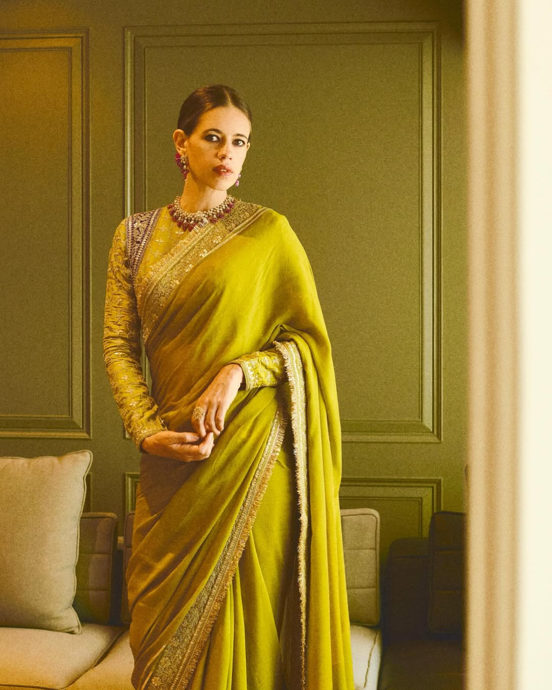 Gopi Vaid - Kalki Koechlin in Nizaam Saree Set From Nizaam