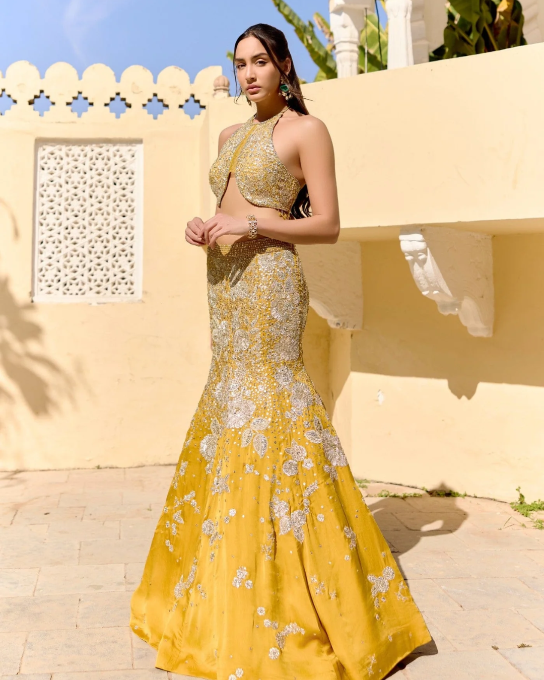 Osaa By Adarsh - Canary Yellow Fish Cut Lehenga From SAFAR