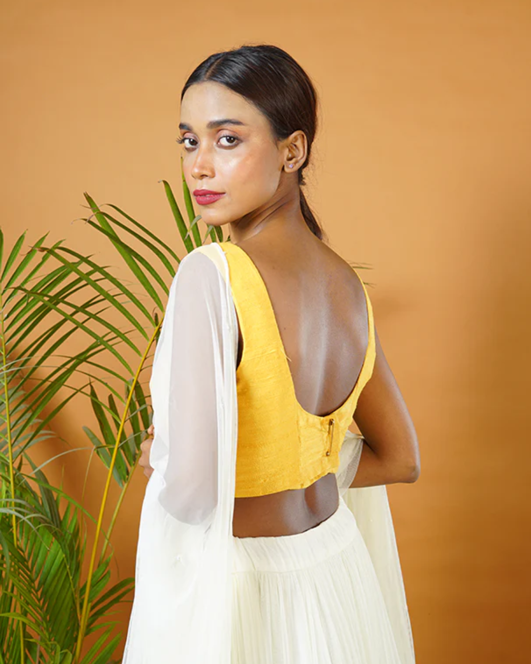 Sonali Bansal - Mustard blouse with off white lehenga and dupatta From Fiza