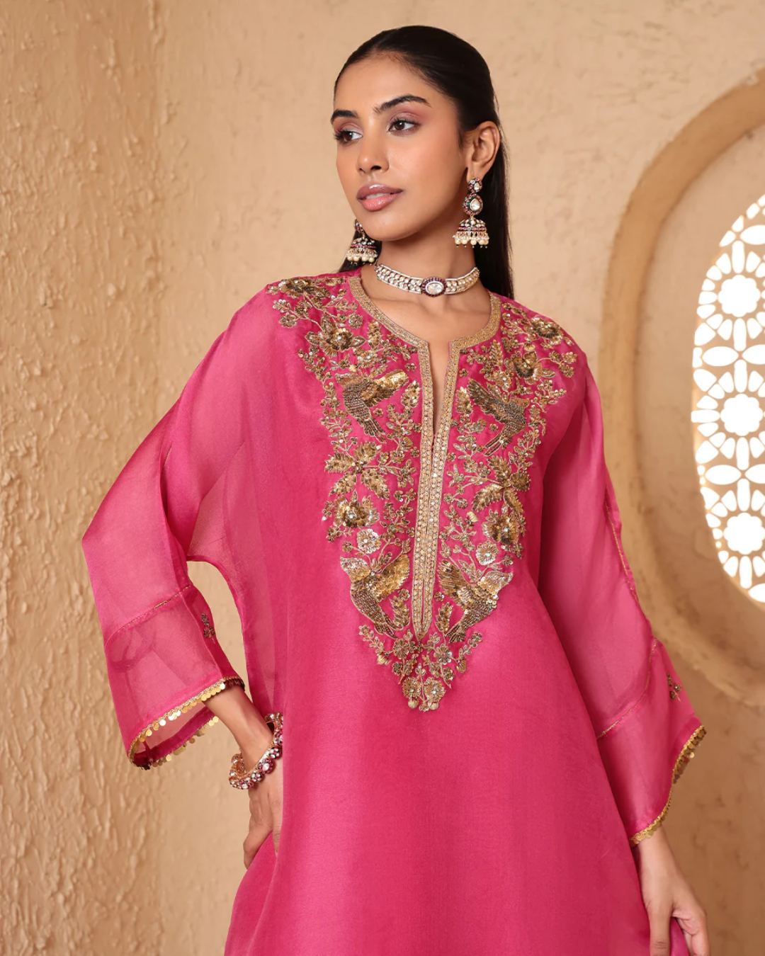 Niti Bothra - Mehrang Pink Kaftan Kurta Set
