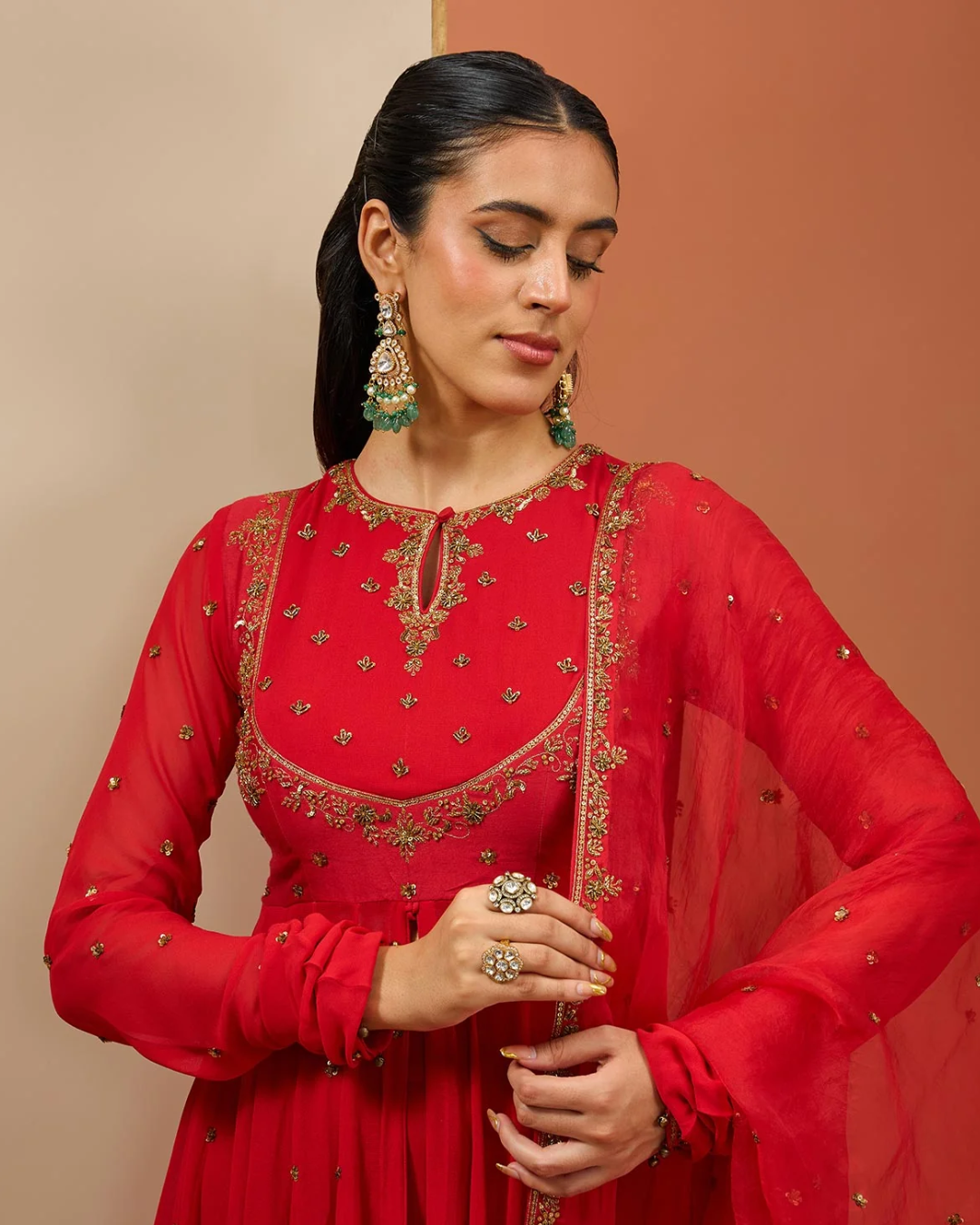 Esha Koul - Red Anarkali Set From Noor