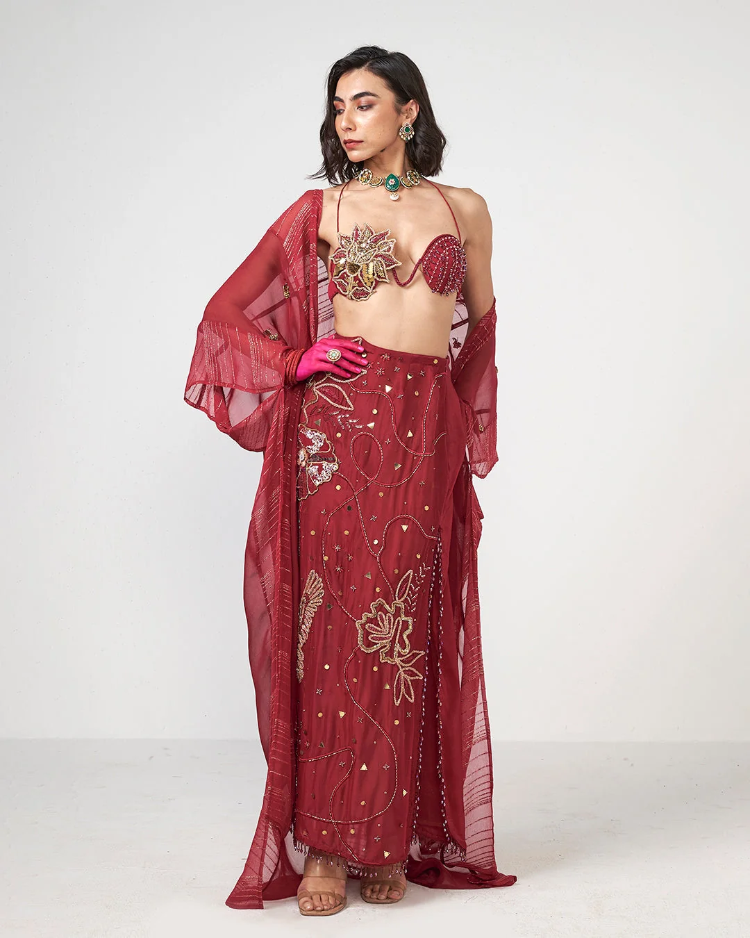 Rishi and Vibhuti - Cherry Mehbooba Set From Gulon Ke Rang