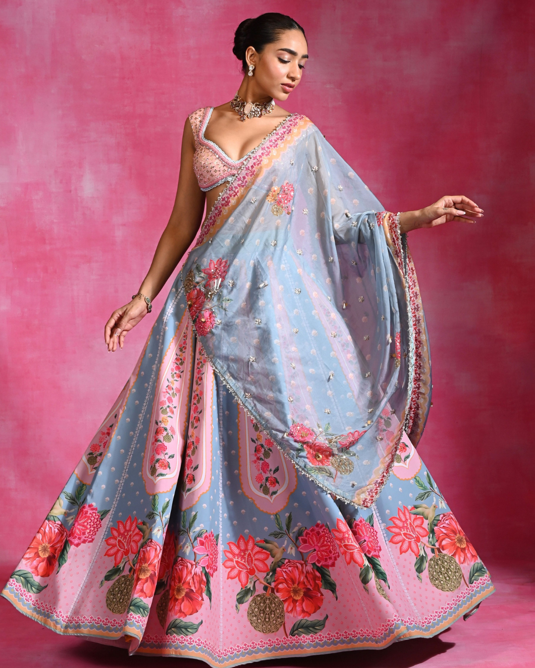 Rishi and Vibhuti - Neel Lehenga From Ek Main Aur Ek Tu
