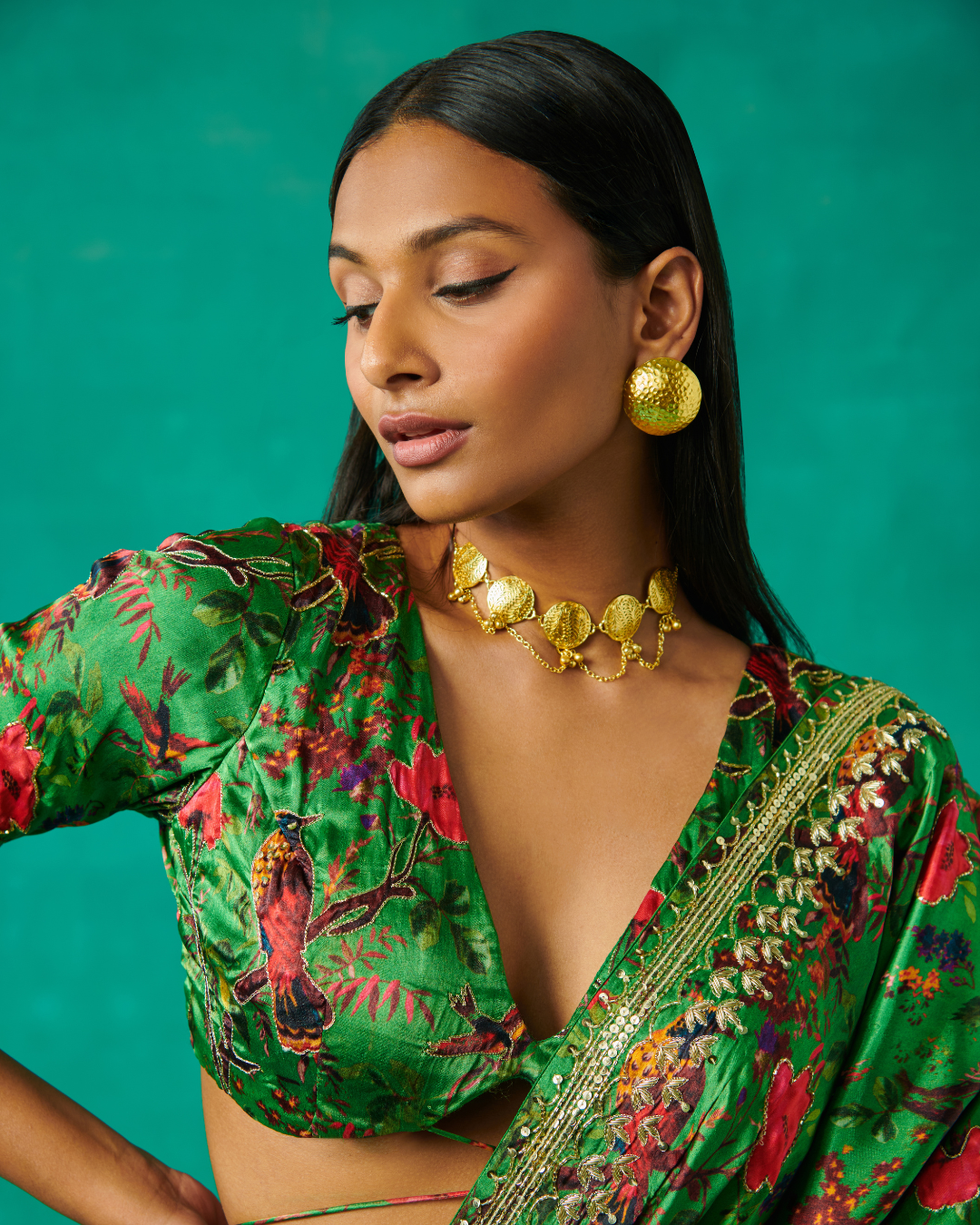 Sonali Bansal - Green lehenga and blouse set with dupatta From Bageecha