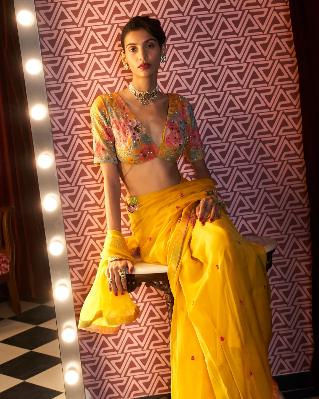 Rishi and Vibhuti - Marigold NM Saree From Rock & Roll