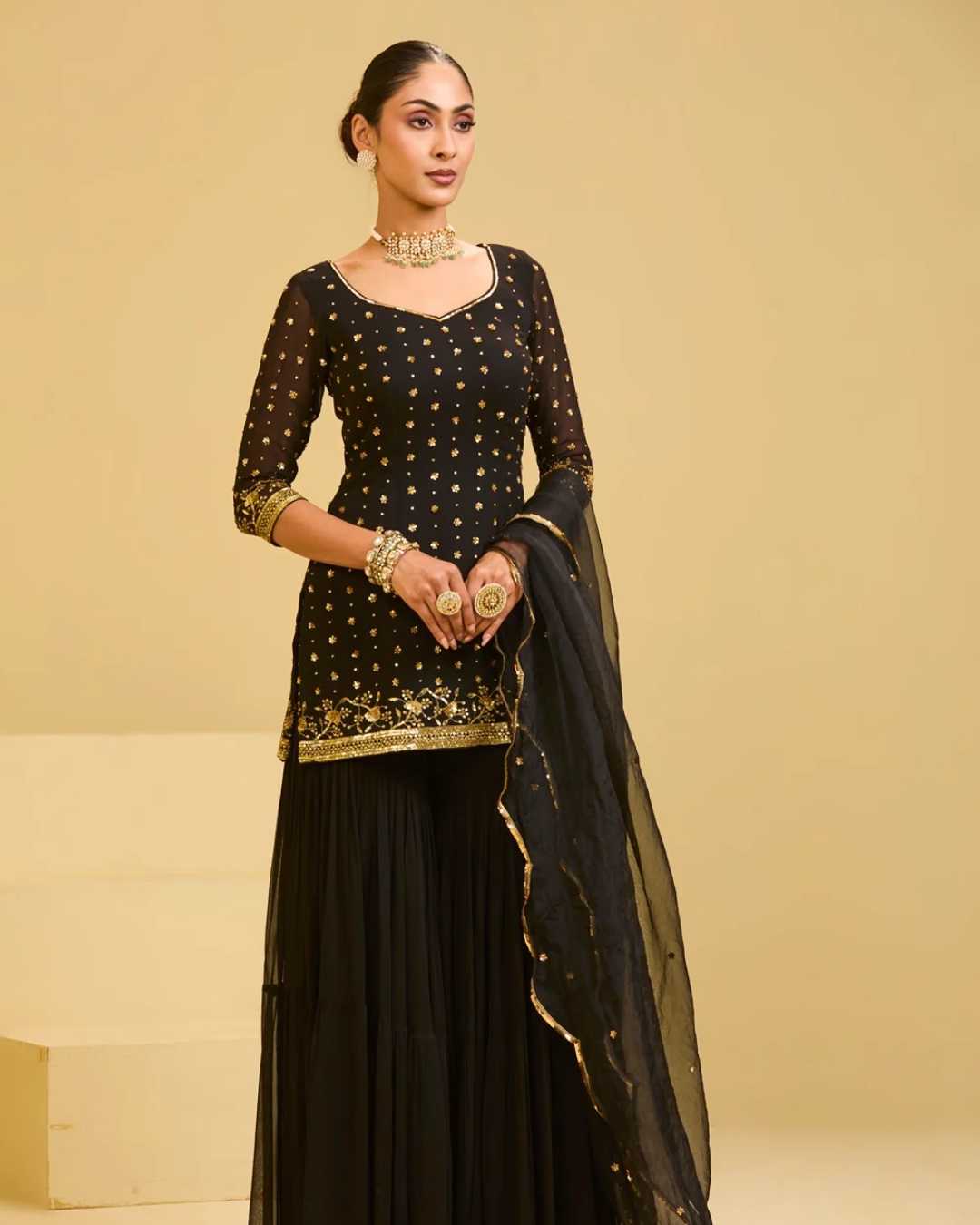 Esha Koul - Black Sharara Set From Naaz