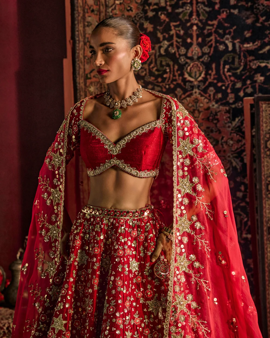 Prevasu - Red Munira Bridal Lehenga Set From Raabta