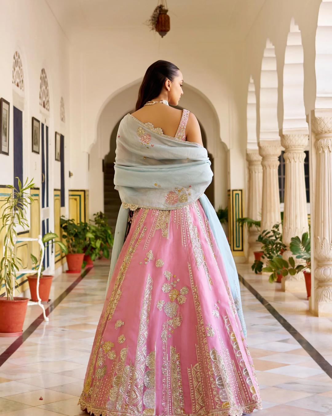 Osaa By Adarsh - Rosaline Pink Organza Lehenga Set From SAFAR