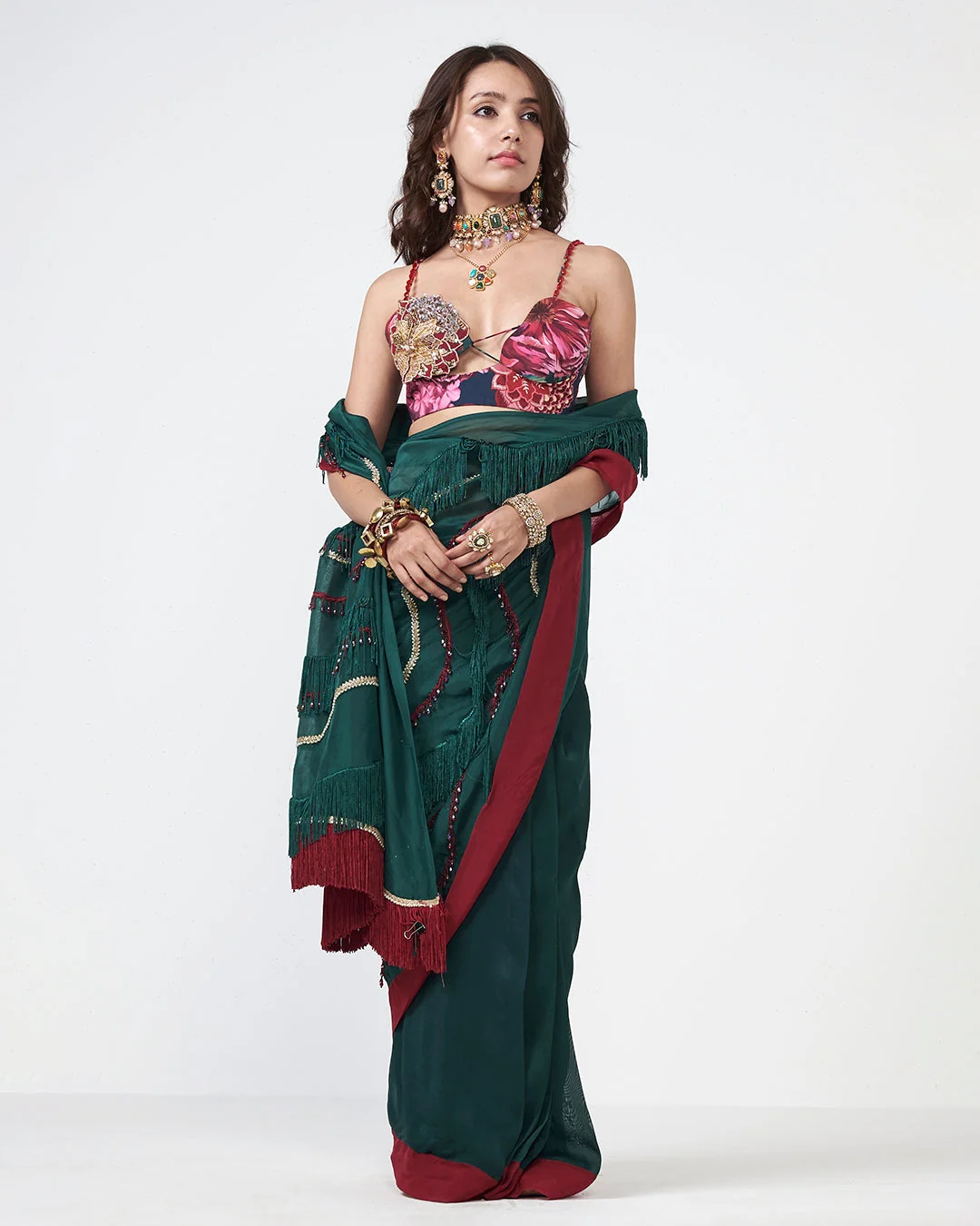 Rishi and Vibhuti - Forest Wave Saree From Gulon Ke Rang