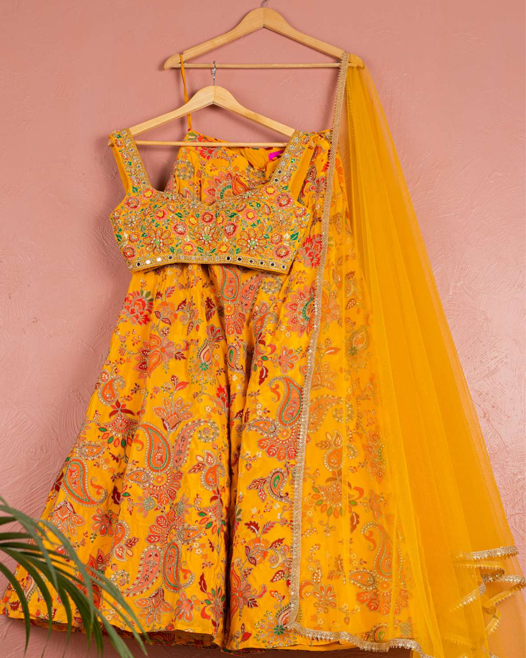 Anisha Shetty - Yellow Bloom Printed Lehenga Set